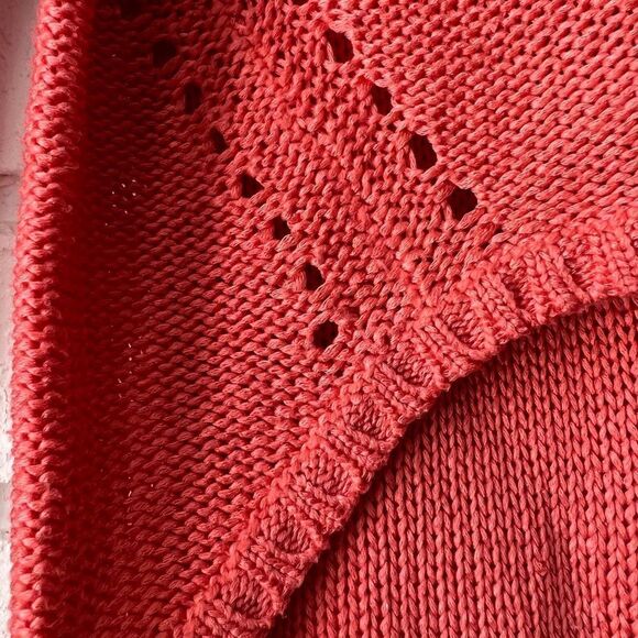 Lightweight Coral Knit High Low Cropped Drop Shoulder Sweater S - Picture 9 of 13